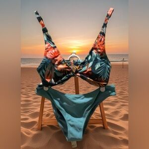 BNWT CUPSHE Women’s MED Floral Bikini Set